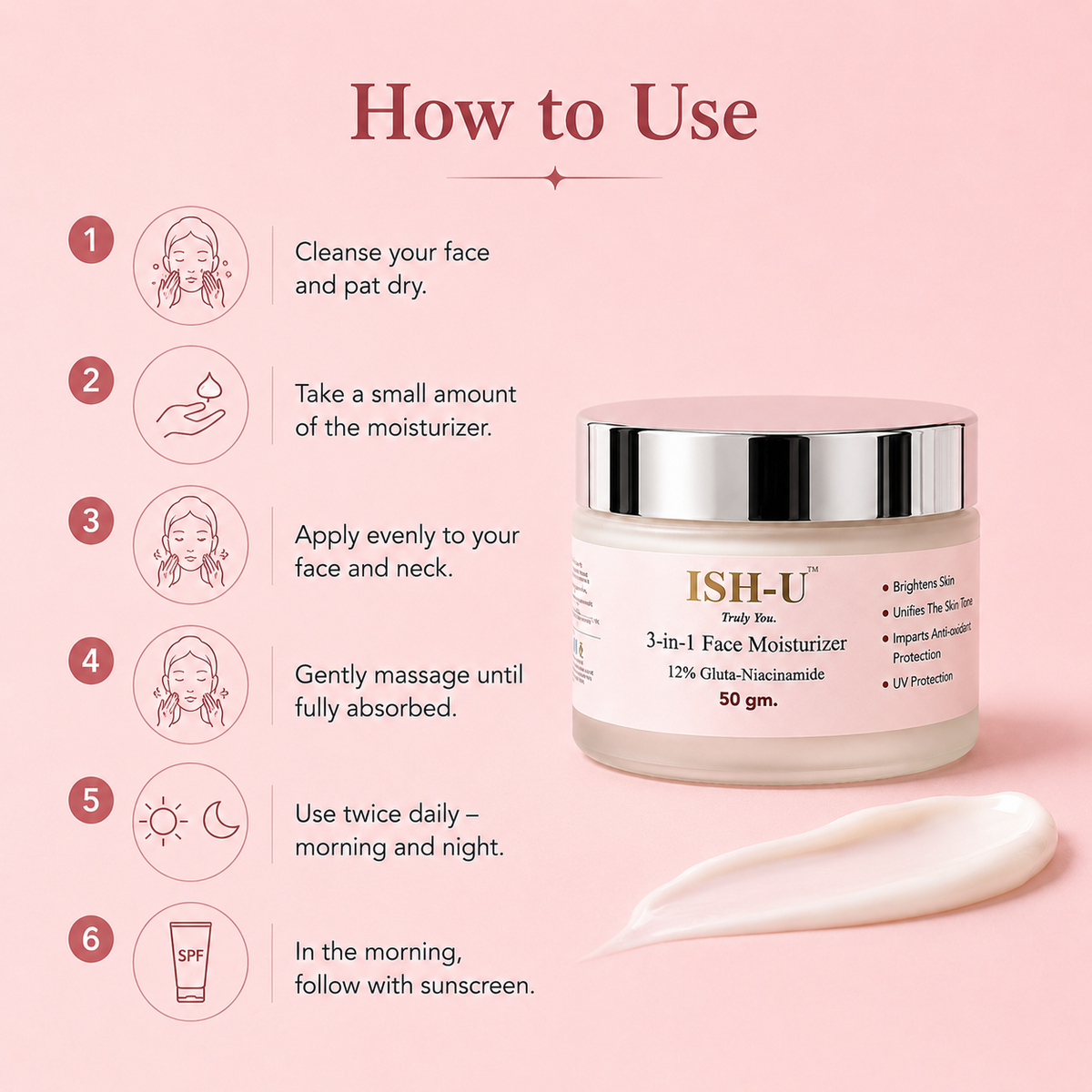 ISH-U™ 3-in-1 Face Moisturizer 50 gm